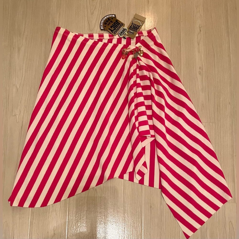 Juicy Couture RARE NWT Vintage Fuchsia Pink & White Terry Cloth Skirt Skirt💕 - Picture 7 of 10